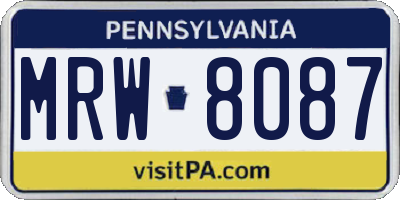 PA license plate MRW8087