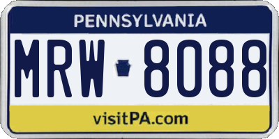 PA license plate MRW8088