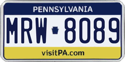 PA license plate MRW8089