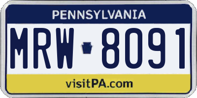PA license plate MRW8091