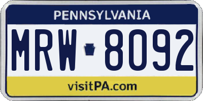 PA license plate MRW8092
