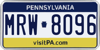 PA license plate MRW8096