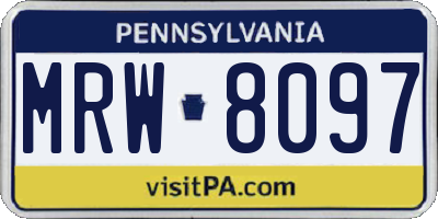 PA license plate MRW8097