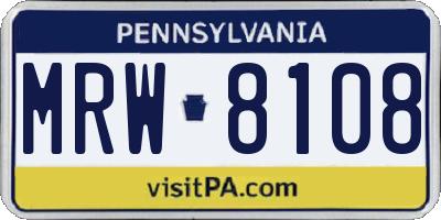 PA license plate MRW8108