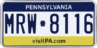 PA license plate MRW8116