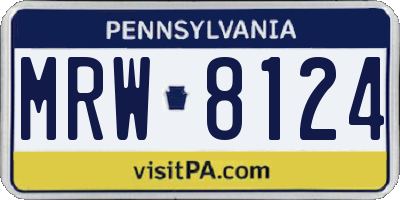 PA license plate MRW8124