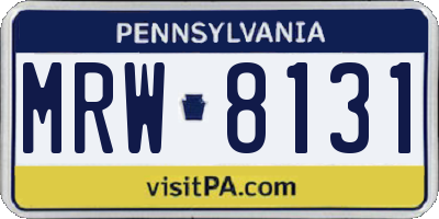 PA license plate MRW8131