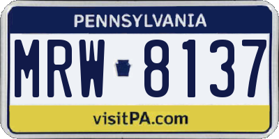 PA license plate MRW8137