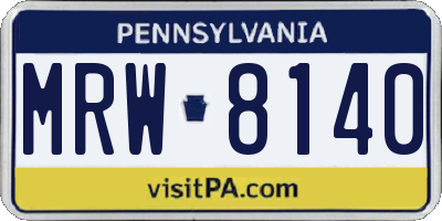 PA license plate MRW8140
