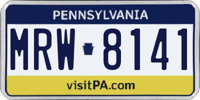 PA license plate MRW8141