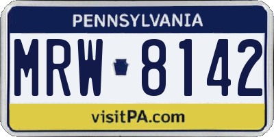 PA license plate MRW8142