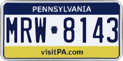 PA license plate MRW8143