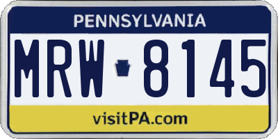 PA license plate MRW8145