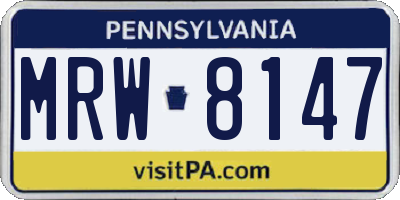 PA license plate MRW8147