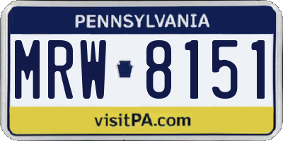 PA license plate MRW8151
