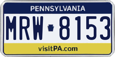 PA license plate MRW8153