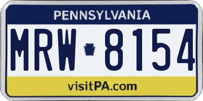 PA license plate MRW8154