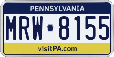 PA license plate MRW8155