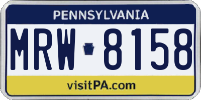 PA license plate MRW8158