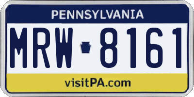 PA license plate MRW8161