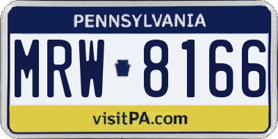 PA license plate MRW8166