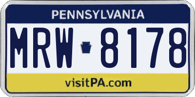 PA license plate MRW8178