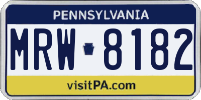 PA license plate MRW8182