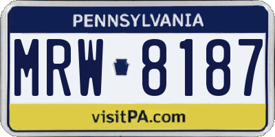 PA license plate MRW8187