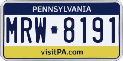 PA license plate MRW8191