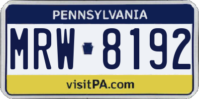 PA license plate MRW8192