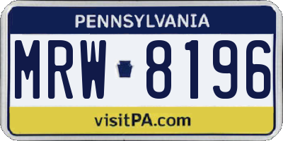 PA license plate MRW8196
