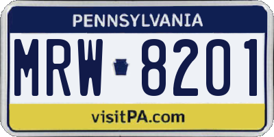 PA license plate MRW8201