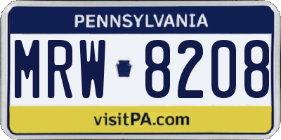 PA license plate MRW8208