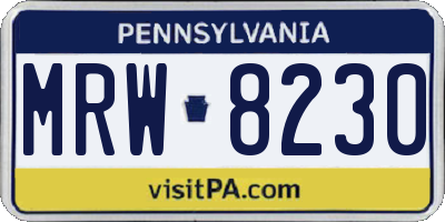 PA license plate MRW8230