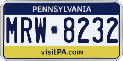 PA license plate MRW8232