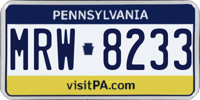 PA license plate MRW8233