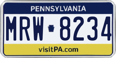 PA license plate MRW8234
