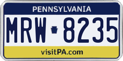 PA license plate MRW8235