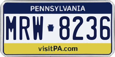 PA license plate MRW8236