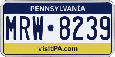 PA license plate MRW8239