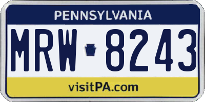 PA license plate MRW8243