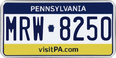 PA license plate MRW8250