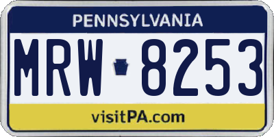 PA license plate MRW8253