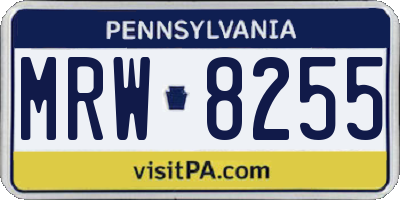PA license plate MRW8255