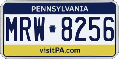 PA license plate MRW8256