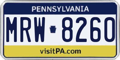 PA license plate MRW8260