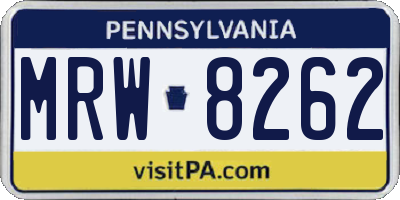 PA license plate MRW8262
