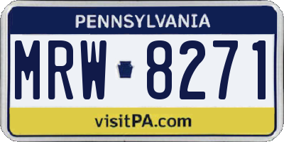 PA license plate MRW8271