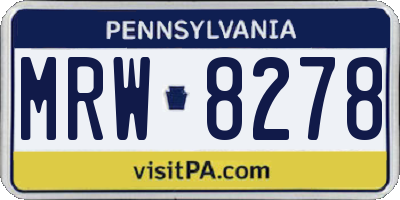 PA license plate MRW8278