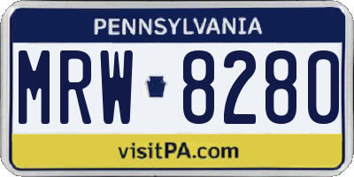 PA license plate MRW8280
